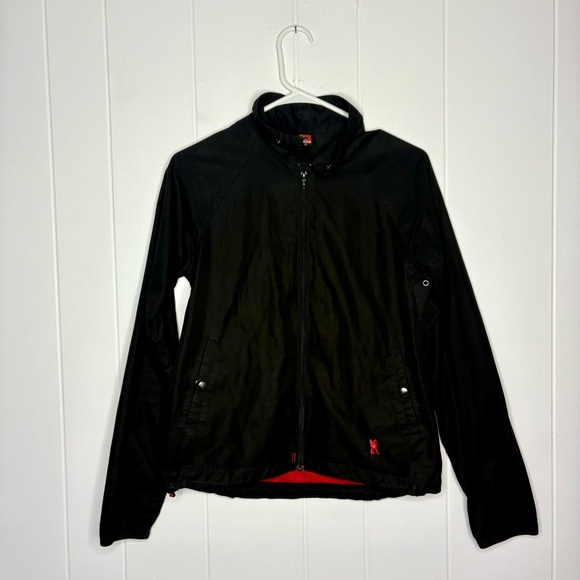 CHROME Industries Black Full Zip Stand Collar Snap Pocket Windbreaker Small - Picture 2 of 10
